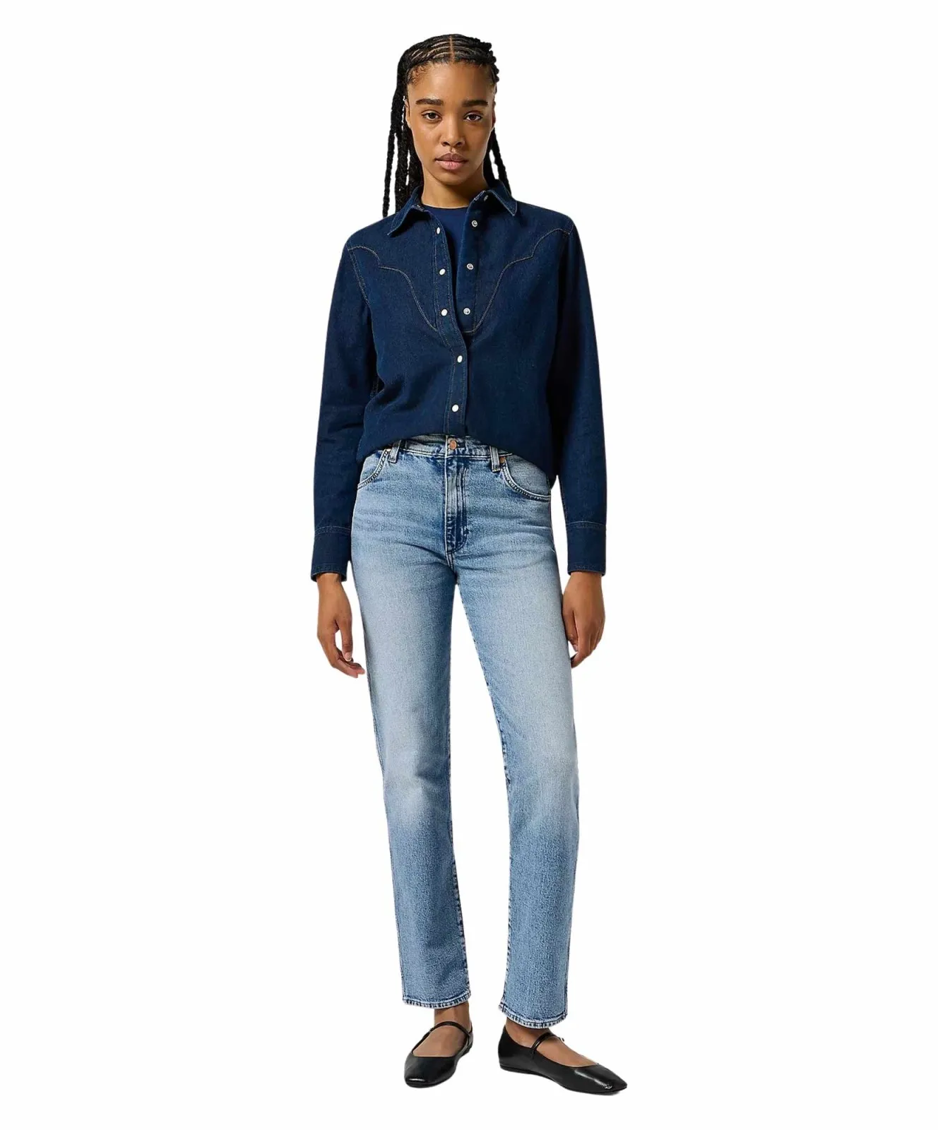 Damen Jeans Straight Sunset von Wrangler in Frosty Silver