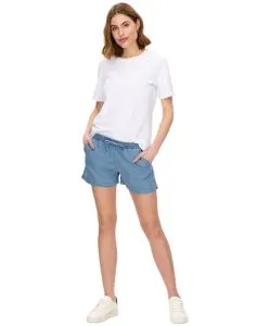 ONLY Jeansshorts Pema in Blau mit Kordelzug