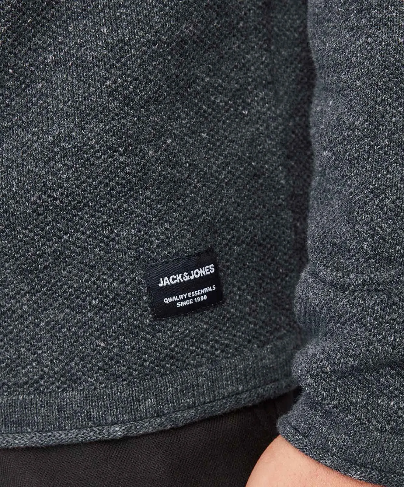 Herren Pullover Hill Knit Crew Neck von Jack & Jones in Dark Grey Melange