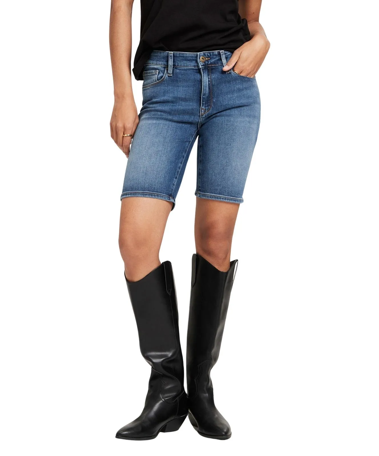 Damen Jeans Anya Short von Cross in Dark Mid Blue