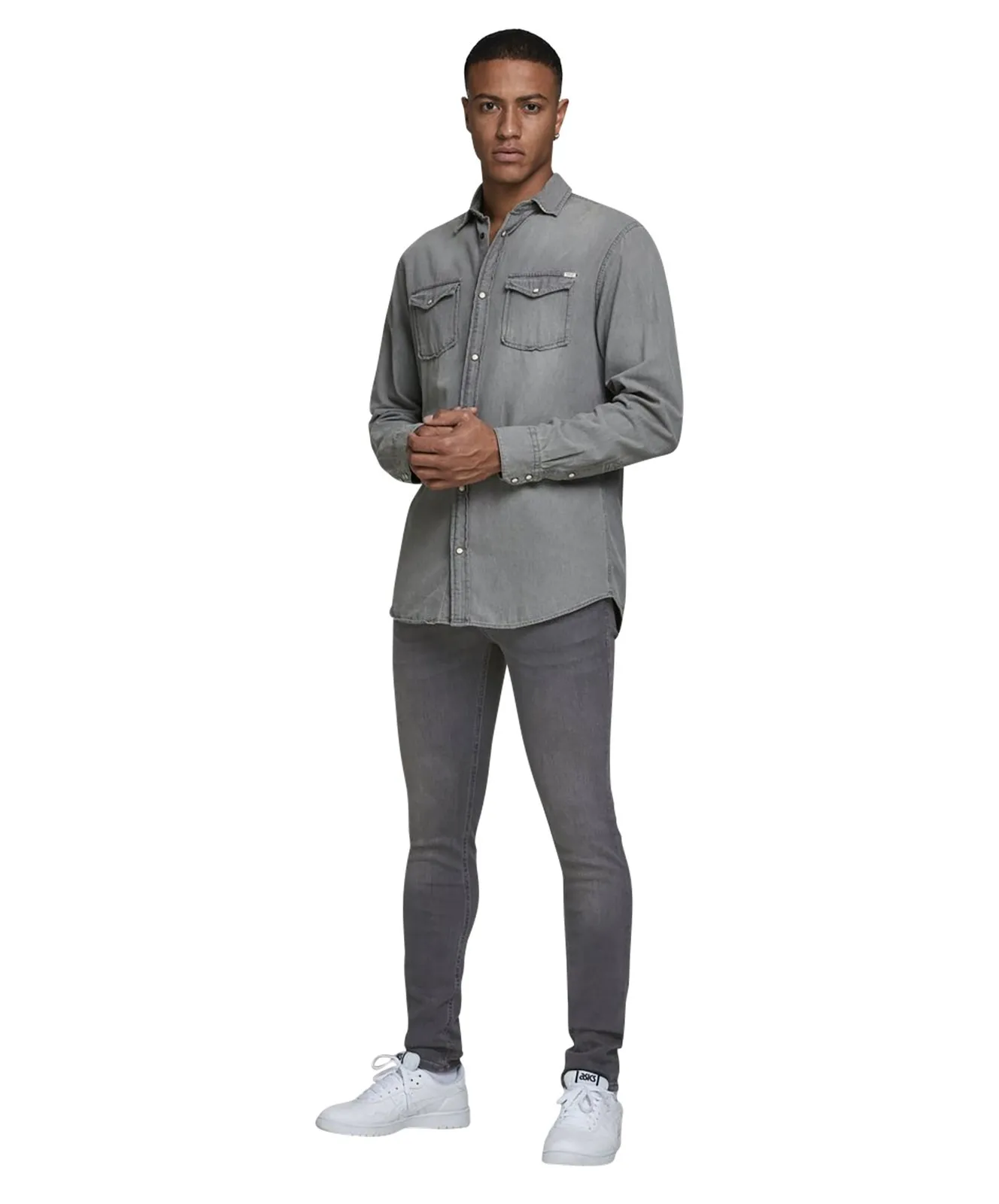 Herren Jeans Liam von Jack & Jones in Grey Denim