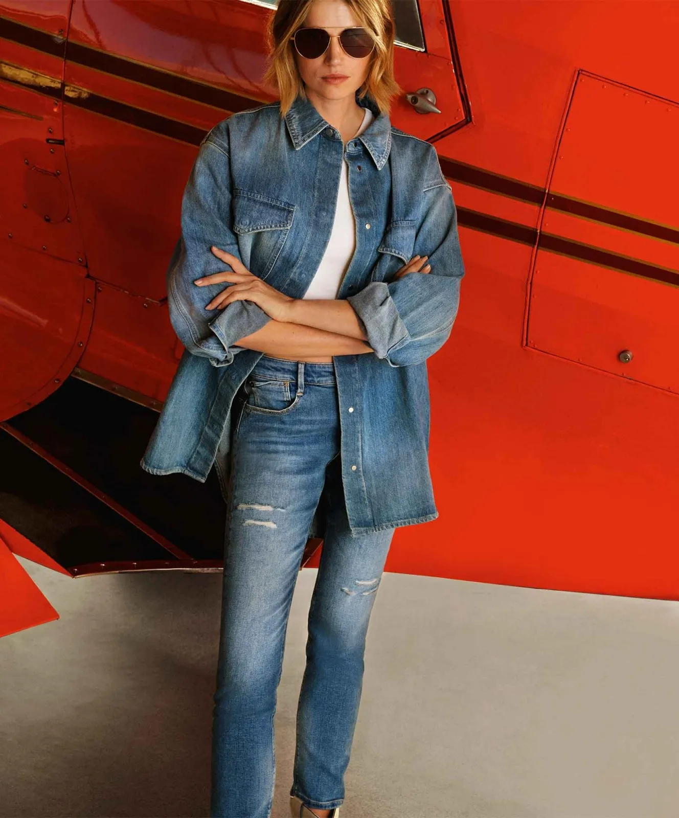Damen Jeans California Slim von MAC in Destroyed Used Wash