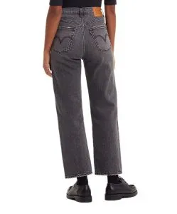 Levi’s Ribcage Ankle Straight Jeans in verwaschenem Schwarz