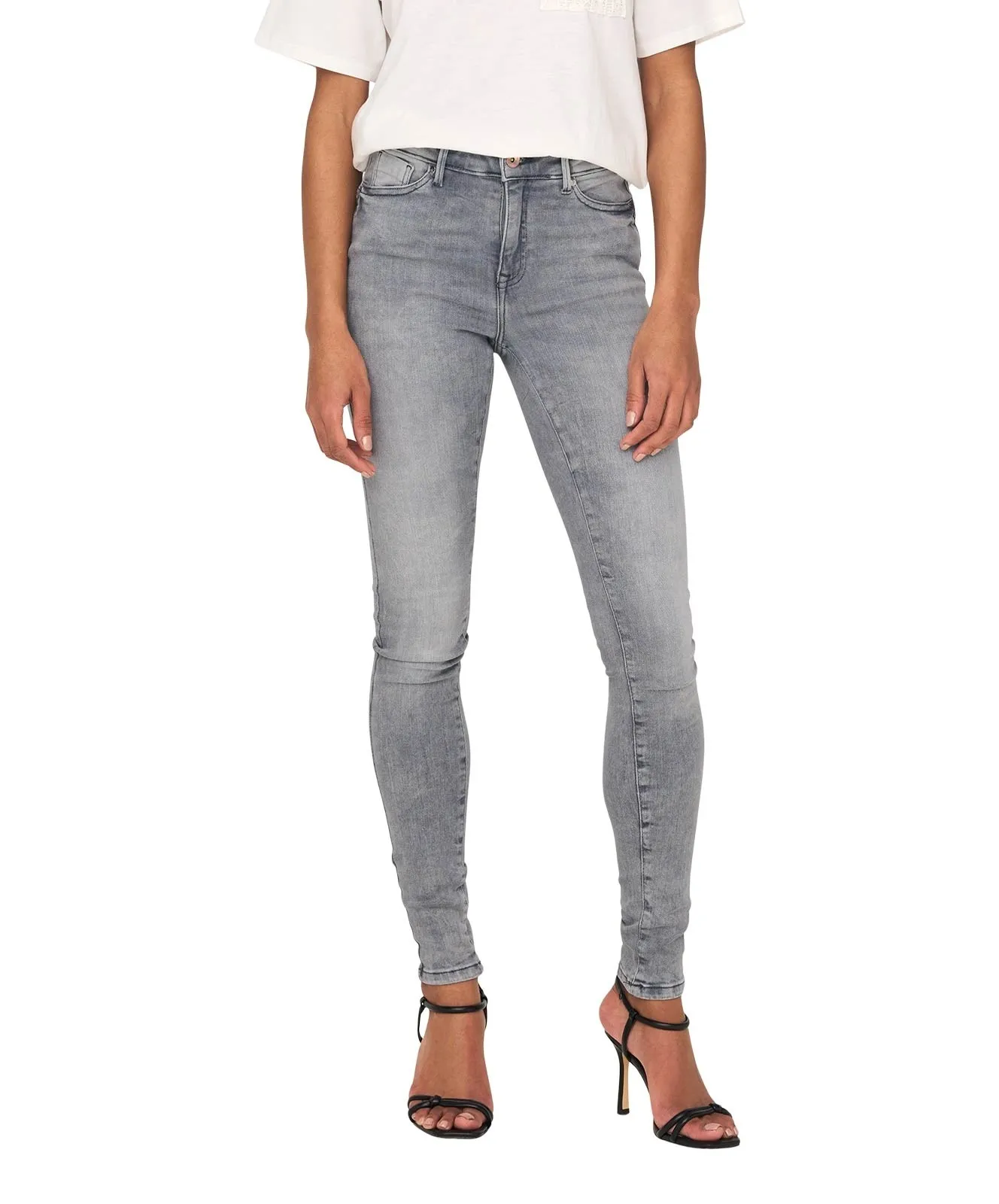 Damen Jeans Power Push Up von Only in Grey Denim