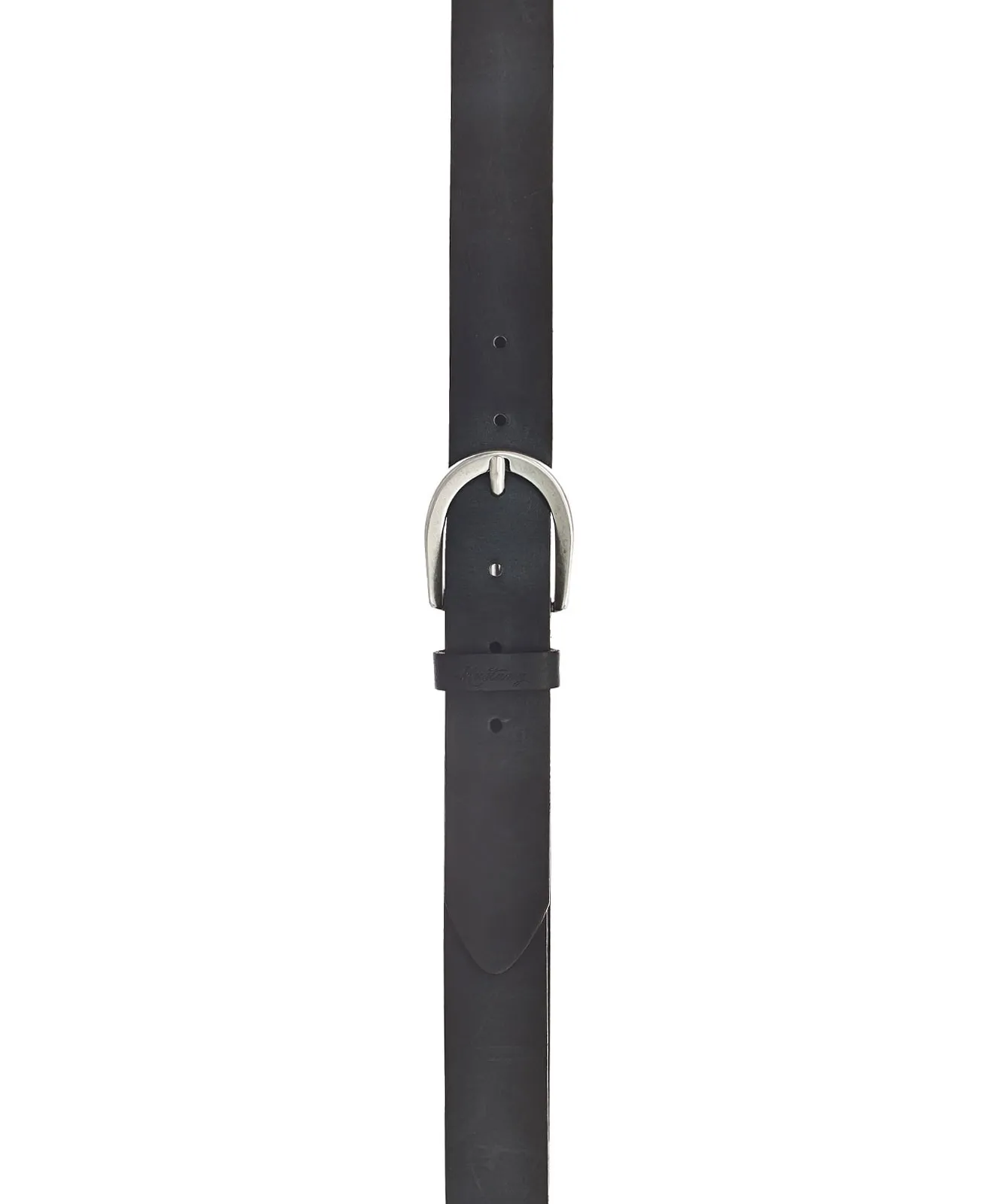 Damen Gürtel 35 mm Ledergürtel mit geprägtem Logo von Mustang in Marine