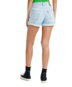 Levi's Jeans Shorts Long 501 in hellblau und hohem Bund