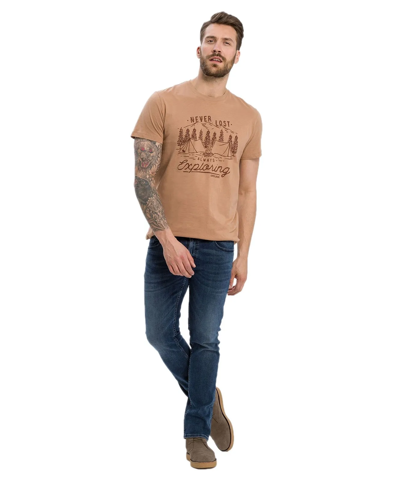 Herren Jeans Damien von Cross in Dark Blue Crincle