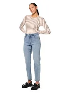 Pieces Bella knöchellange Jeans in Stonewash mit hohem Bund