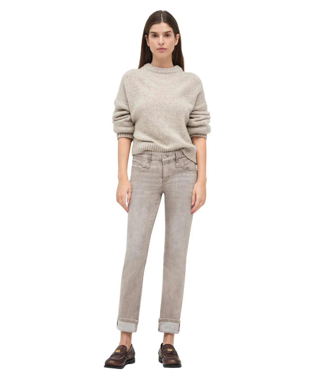 Damen Jeans Rich Slim von MAC in Beige Colored Wash