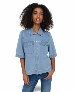 Only Jeansbluse Belle in hellblau mit Brusttaschen