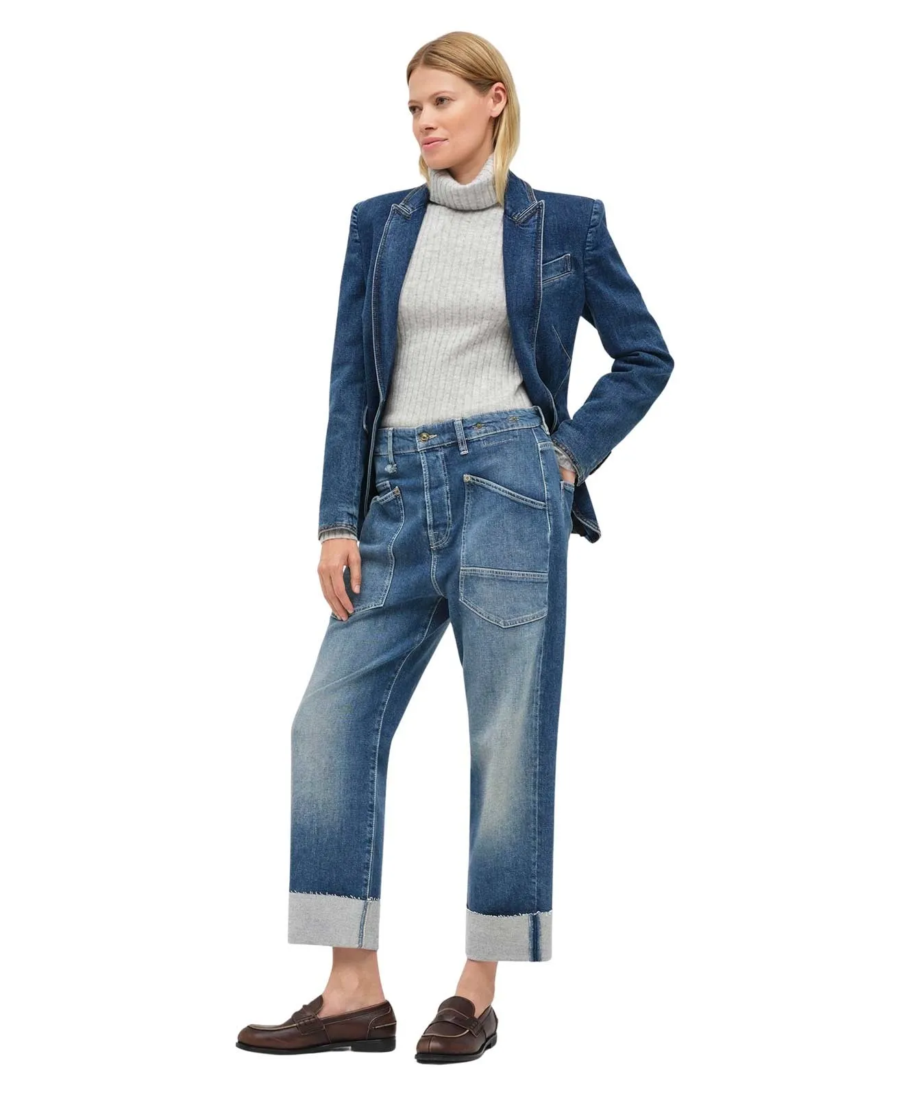 Damen Jeans Baggy Straight von MAC in Mid Blue Commercial Authentic