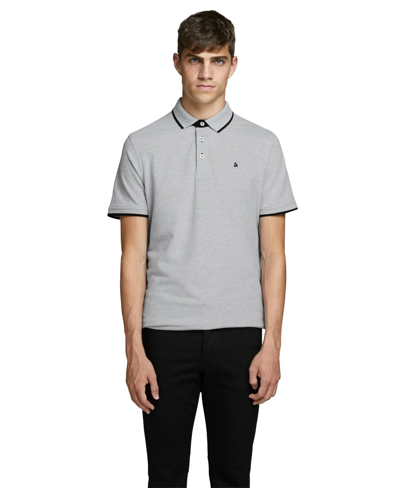 Herren Shirt Epaulos von Jack & Jones in Light Grey Melange