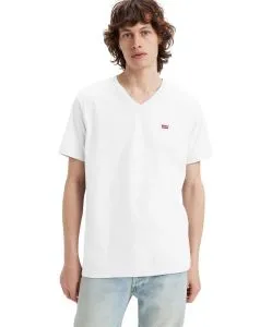 Levis Herren T Shirt Housemark Tee mit V-Neck in Weiß