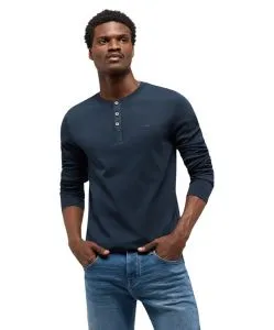 Mustang Shirt Arminto in Dunkelblau mit Langarm
