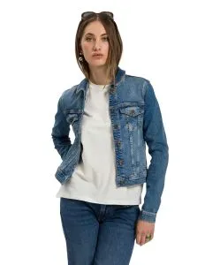 Cross Jeansjacke Slim Fit in Mittelblau