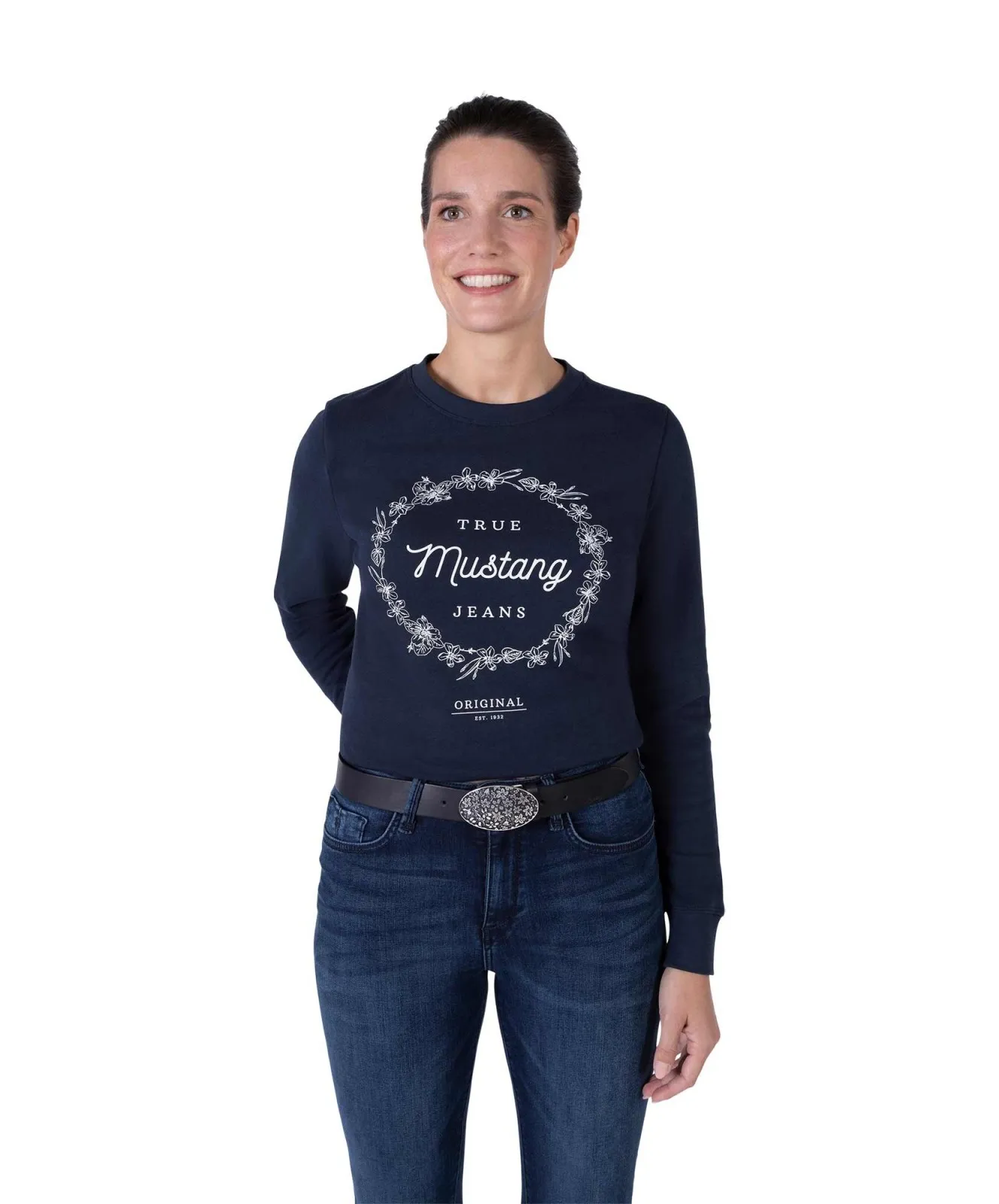 Damen Gürtel 4cm Ledergürtel mit Schließe von Mustang in Black