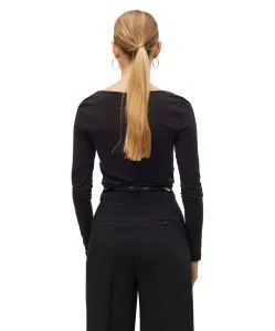Vero Moda Langarmshirt in Schwarz mit U-Ausschnitt