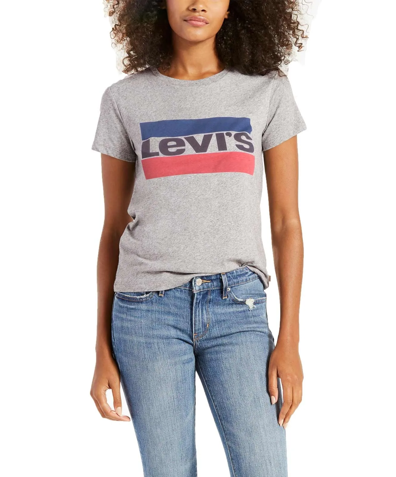 Damen Shirt Perfect Graphic Tee von Levis in Sportswear Logo Smokestack Heather