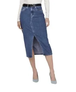 ONLY Jeansrock Siri in Stone-Waschung mit Midi-Länge