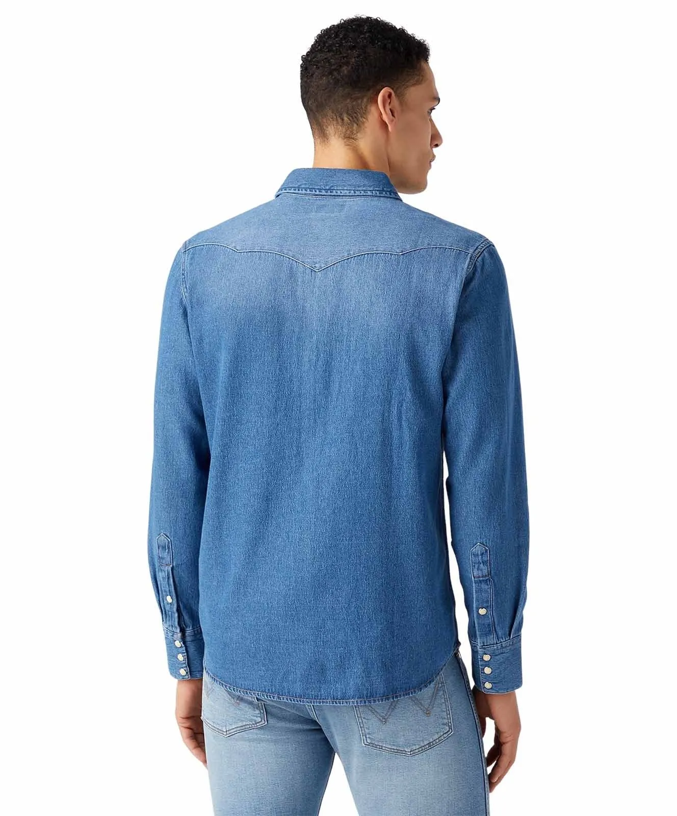 Herren Hemd Western Denim Shirt von Wrangler in Icon Mid Stone