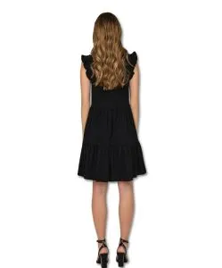 ONLY Sommerkleid May in Schwarz mit Rüschen
