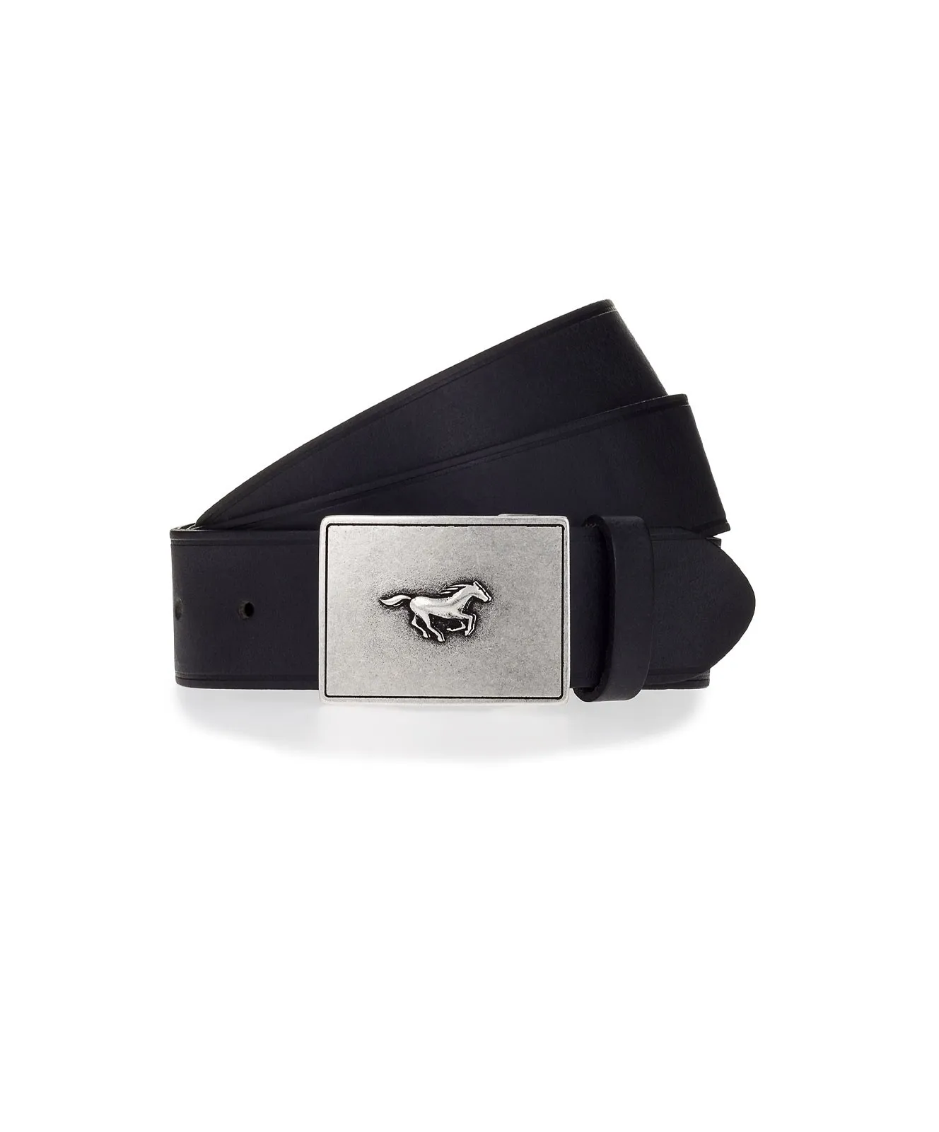 Herren Gürtel 40 mm Ledergürtel mit Schließe von Mustang in Black