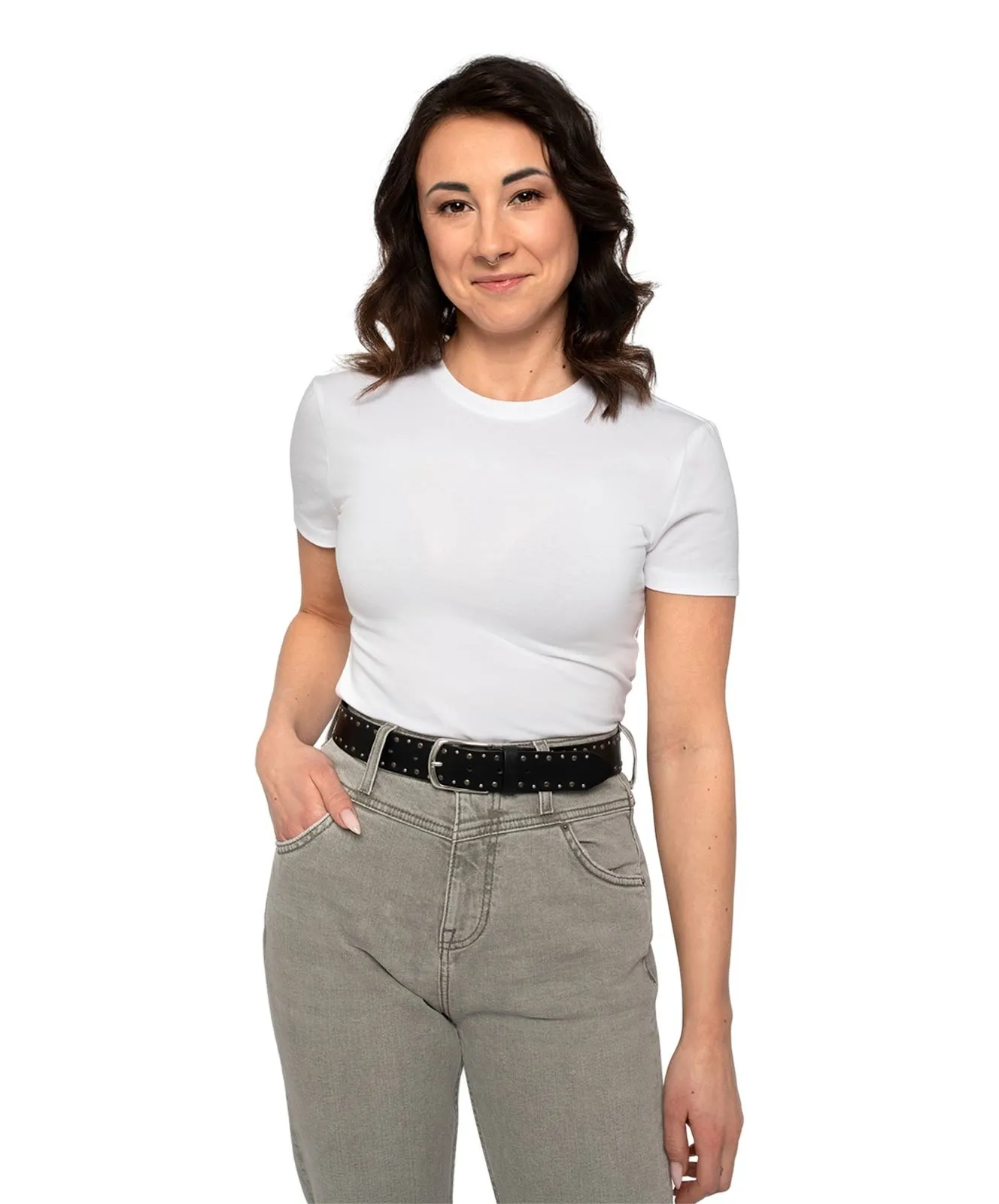 Damen Gürtel 35mm Ledergürtel mit Nieten von Mustang in Schwarz