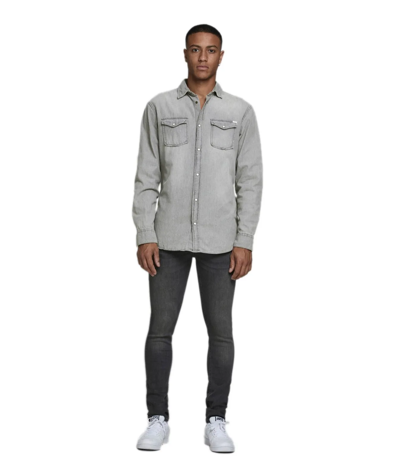 Herren Hemd Heridan Shirt von Jack & Jones in Light Grey Denim