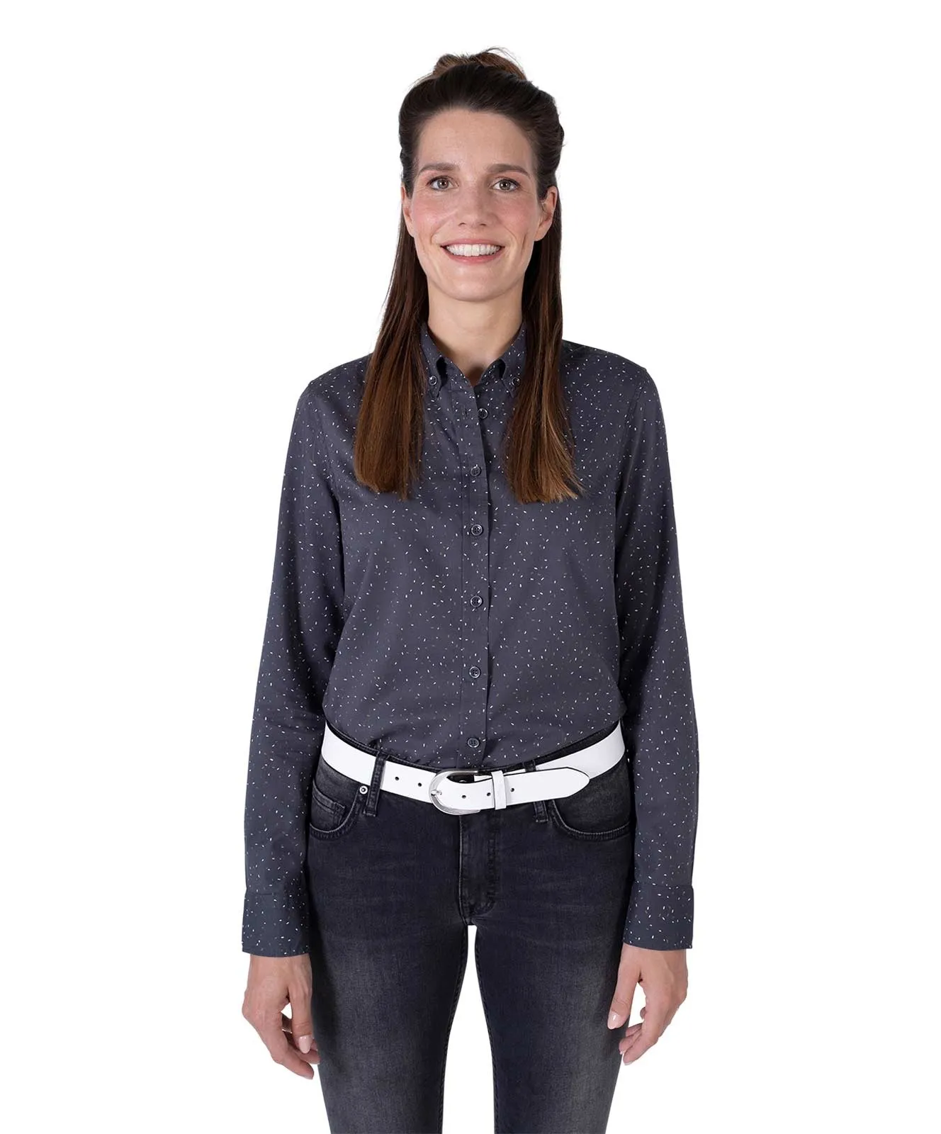 Damen Gürtel 35 mm Ledergürtel mit geprägtem Logo von Mustang in Weiß
