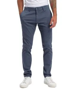 Cross Chino-Hose im Tapered Fit in blauer Struktur-Optik