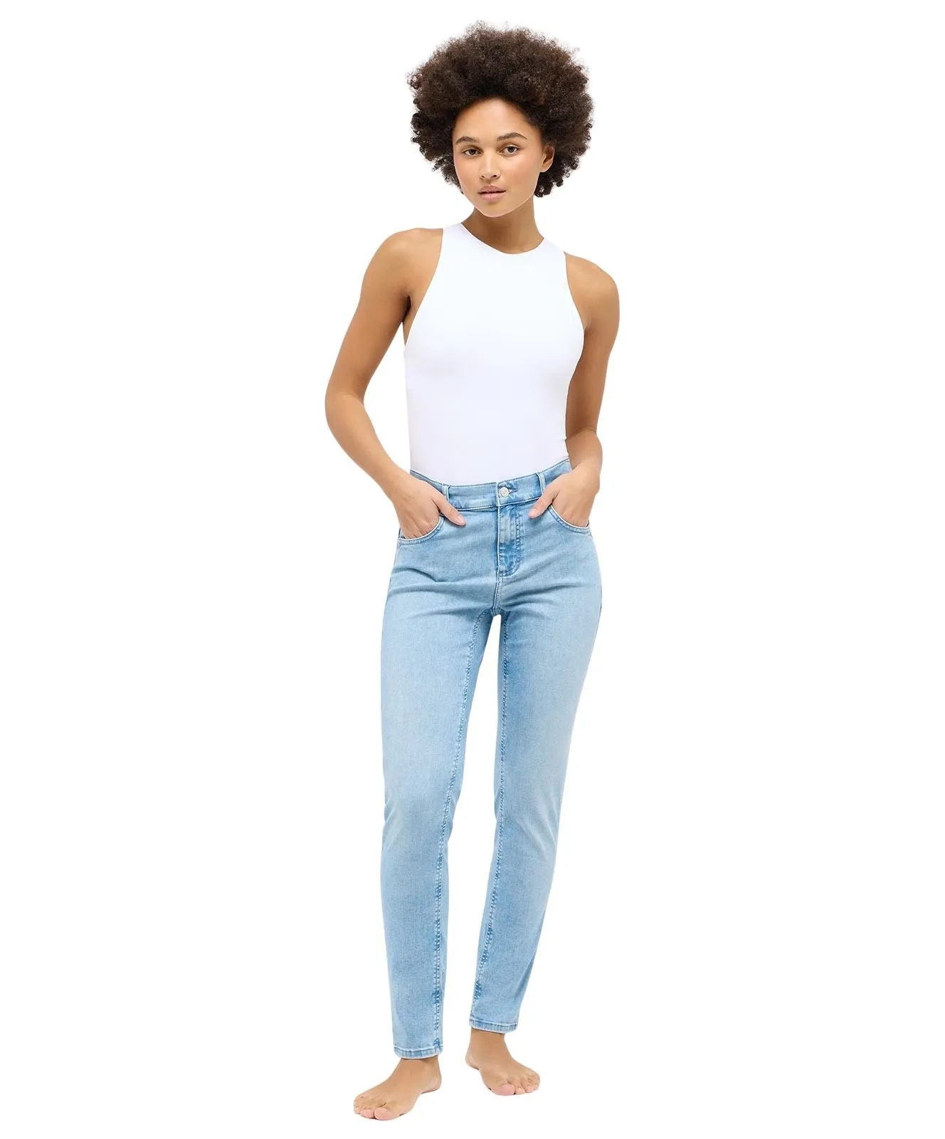 Damen Jeans Skinny Push Up von Angels in Light Blue Used
