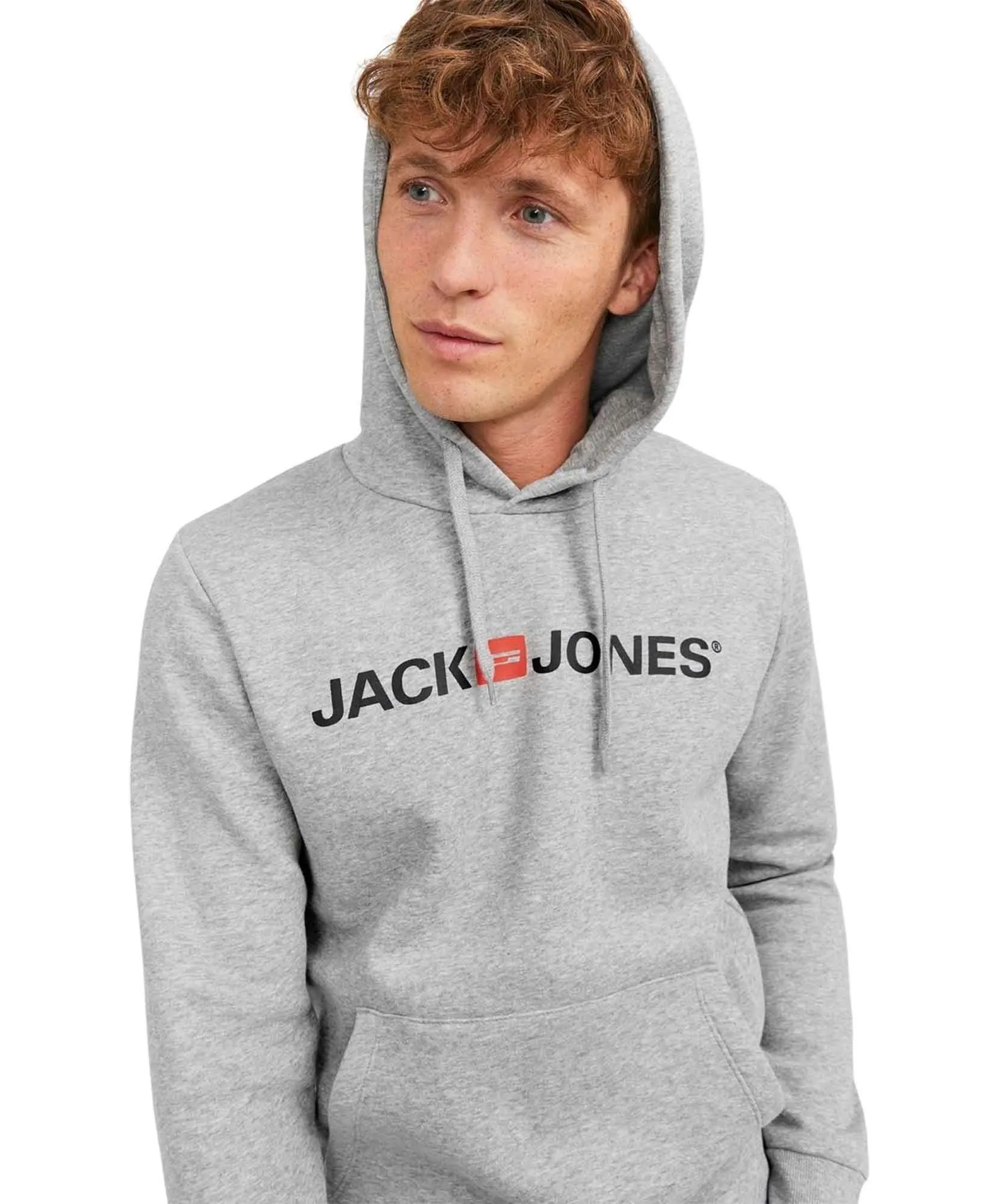 Light Grey Hoodie Jack Jones Hoodie Grau Backprintet Hoodie Light