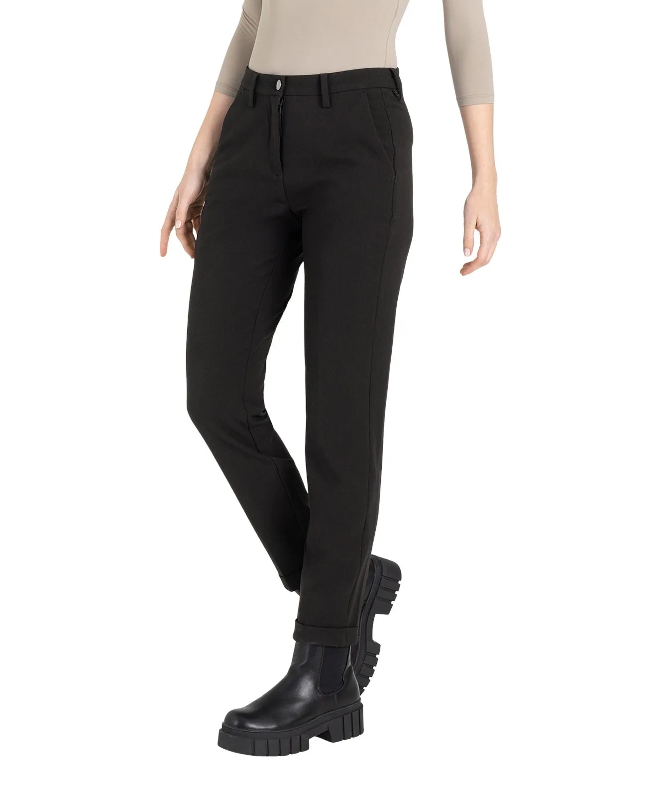 Damen Hose Chino Turn Up von MAC in Black