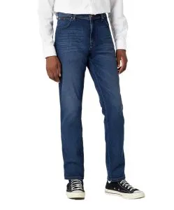 Wrangler Texas Slim Jeans aus blauem Stretch-Denim