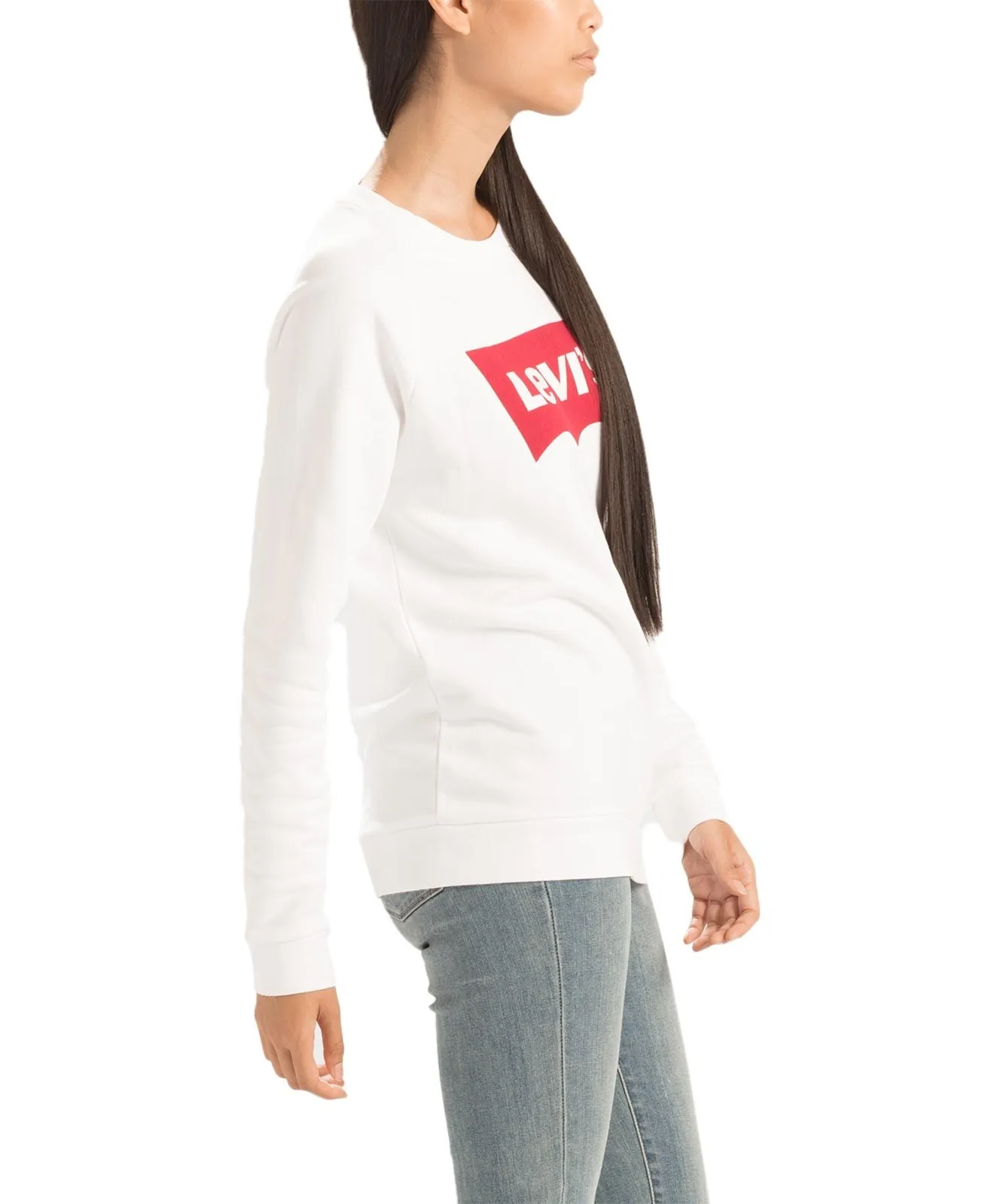 Damen Pullover Relaxed Crewneck  von Levis in White Graphic