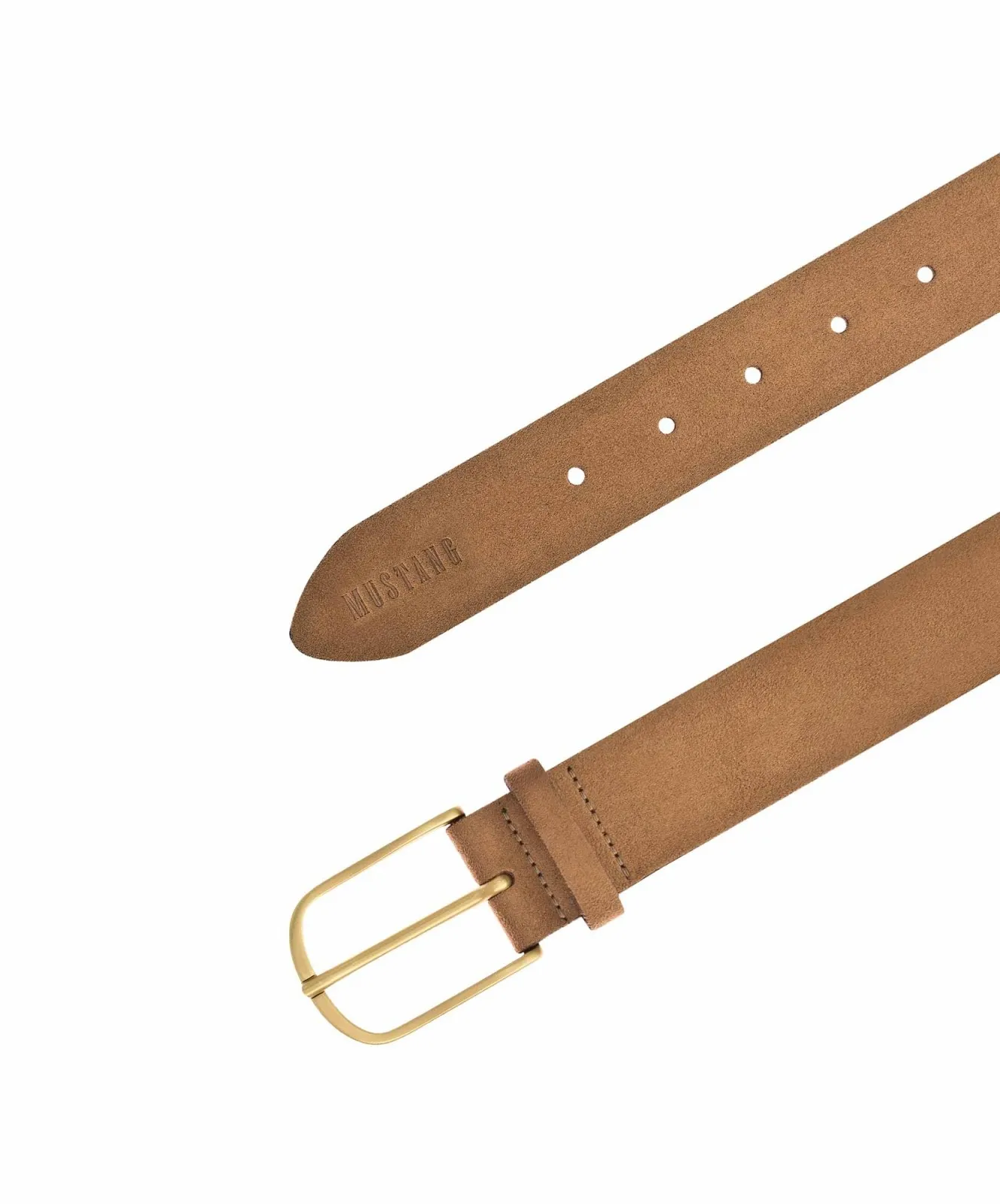 Damen Gürtel 35mm Veloursgürtel mit Airbrushkante von Mustang in Cognac