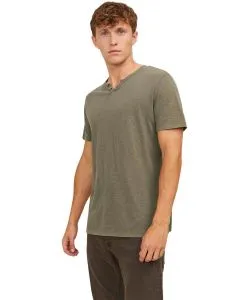 Jack & Jones T-Shirt mit Splitneck in Dusky Green