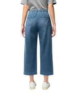 MAC Culotte Jeans in mittelblau mit Bindedetail