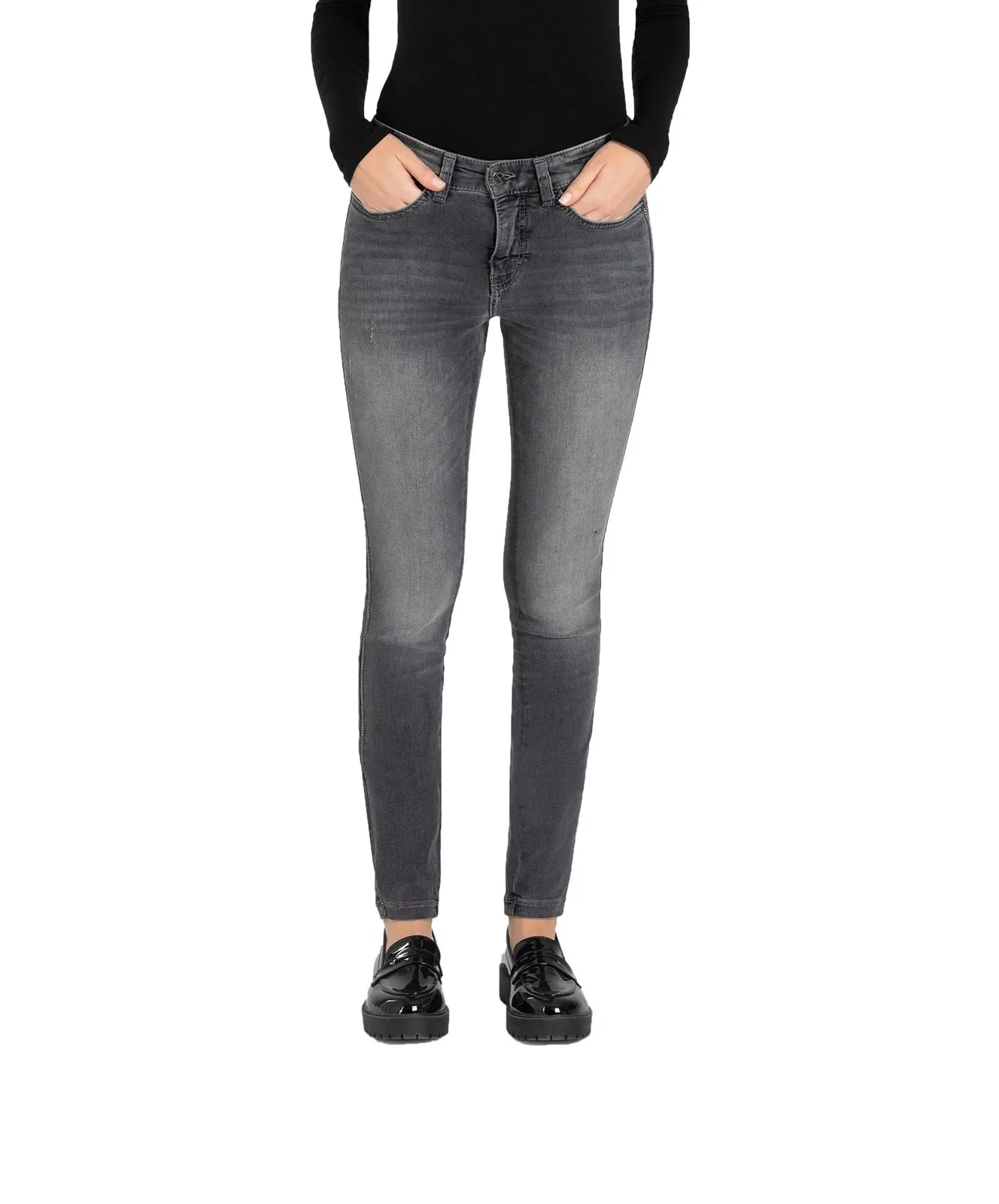 Damen Jeans Dream Skinny Chain Galloon von MAC in Ash Net Wash