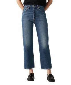 Levi’s Ribcage Jeans in blauer Waschung mit hohem Bund