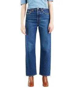 Levi’s Jeans Straight Fit Ribcage in blau mit Ankle Leg
