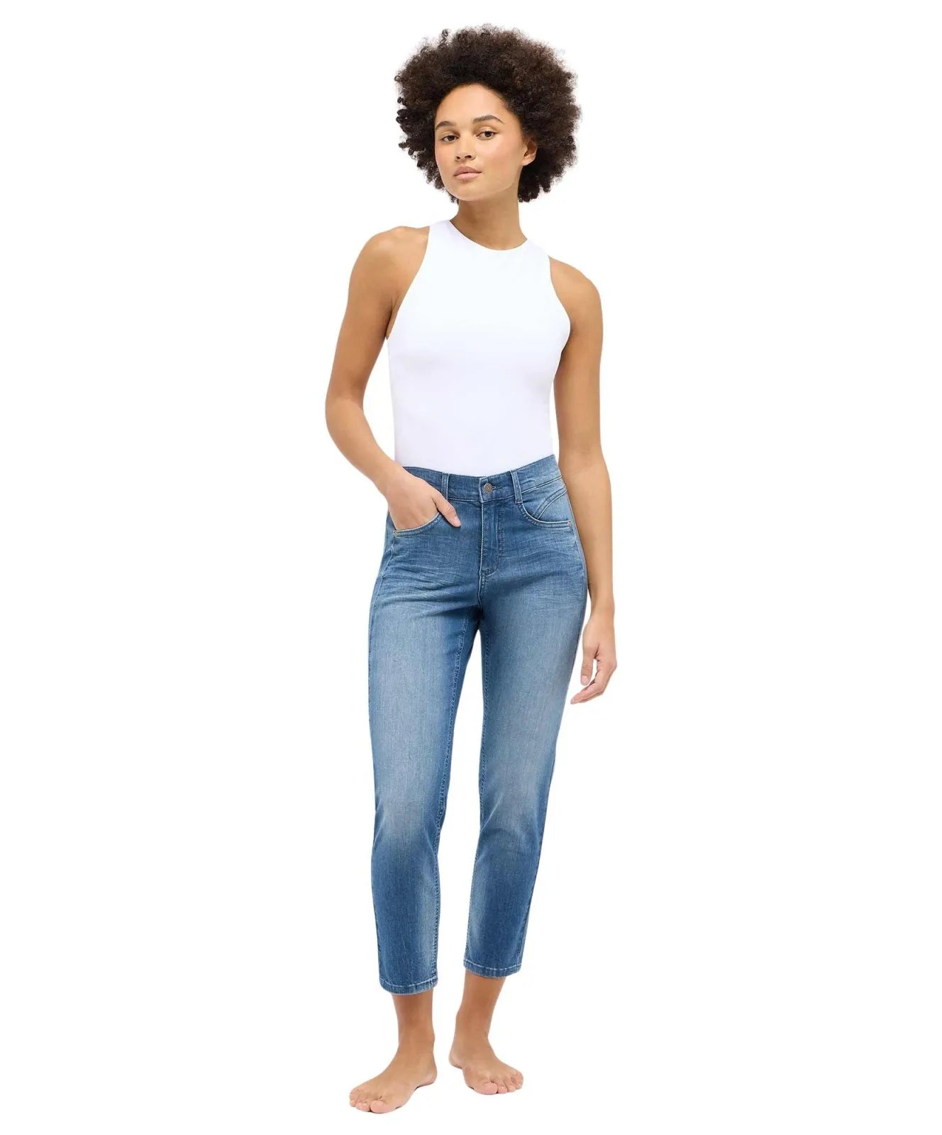 Damen Jeans Ornella Seam von Angels in Light Blue Random Used