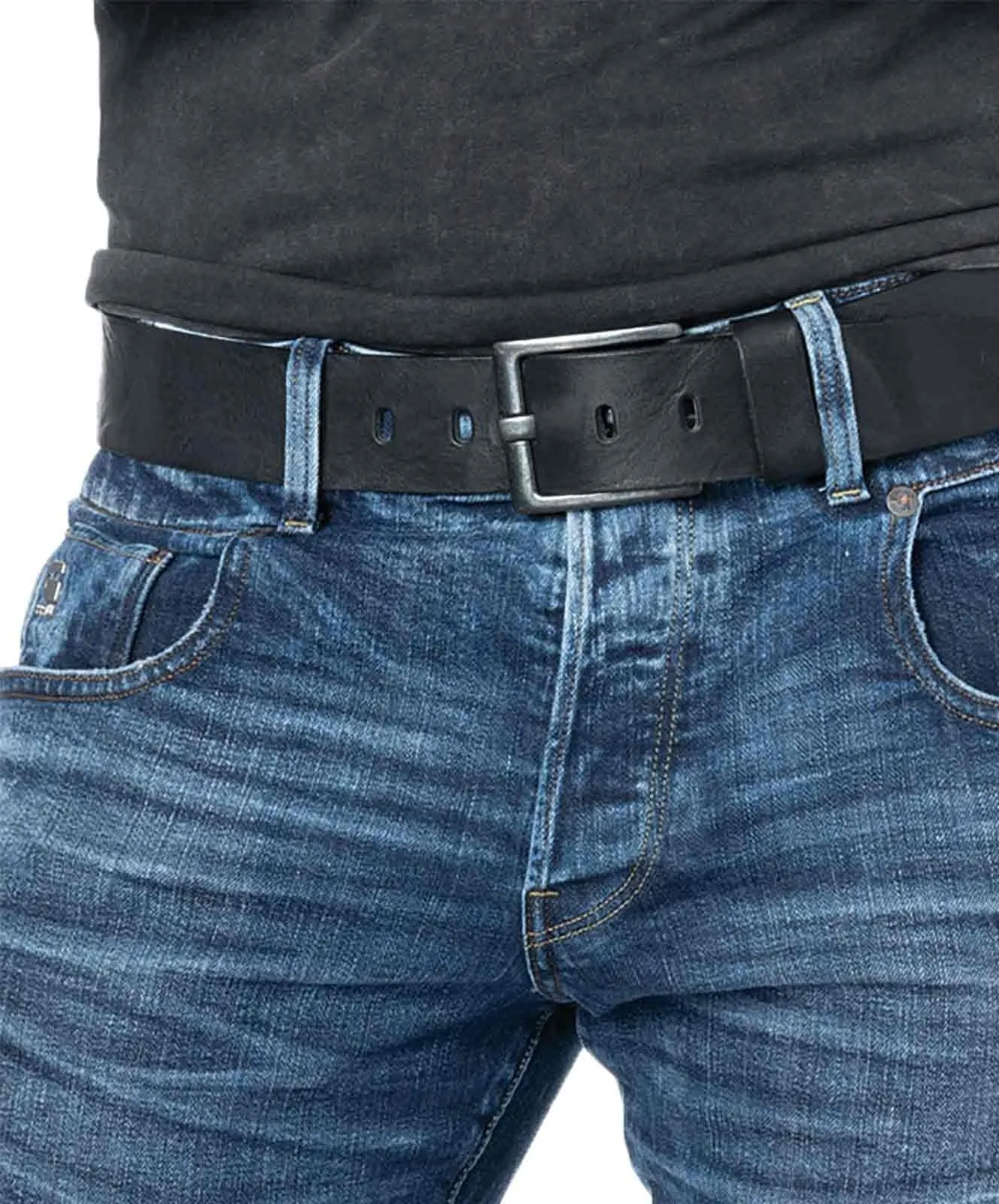 Herren Gürtel 4,5cm Walklederg.geprägt von Bernd Götz in Schwarz