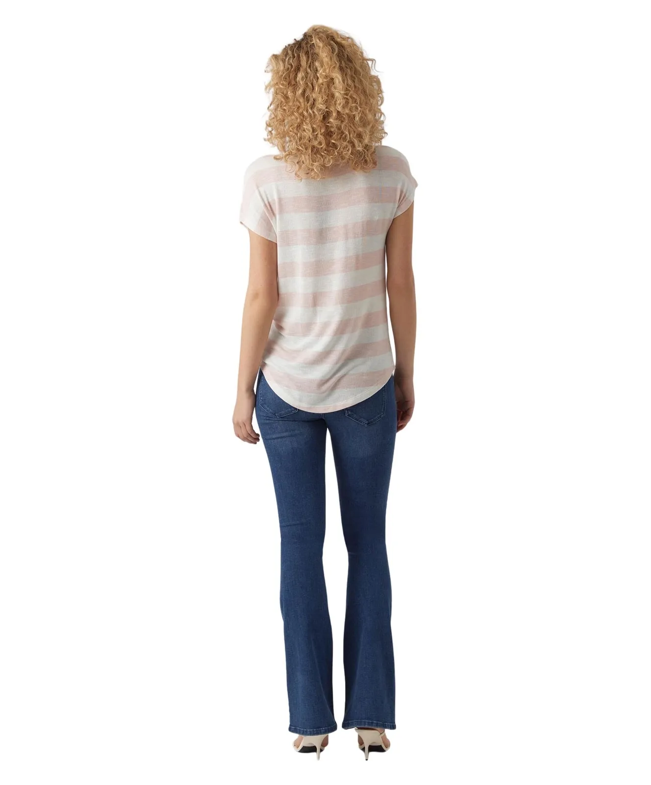 Damen Shirt Wide Stripe von Vero Moda in Sepia Rose Snow white