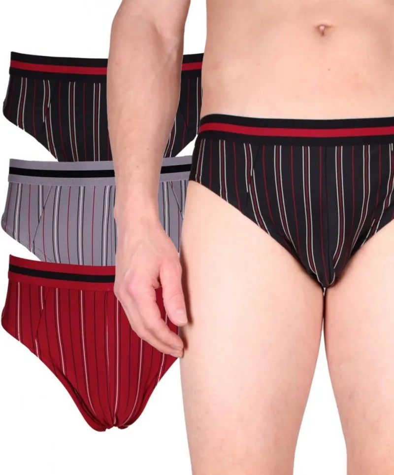 7Days Bodywear Herren Slips (3 Stück) mit gefärbten Jacquard Streifen