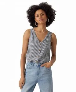 Vero Moda Top Bumby mit Knopf Details in Streifenoptik