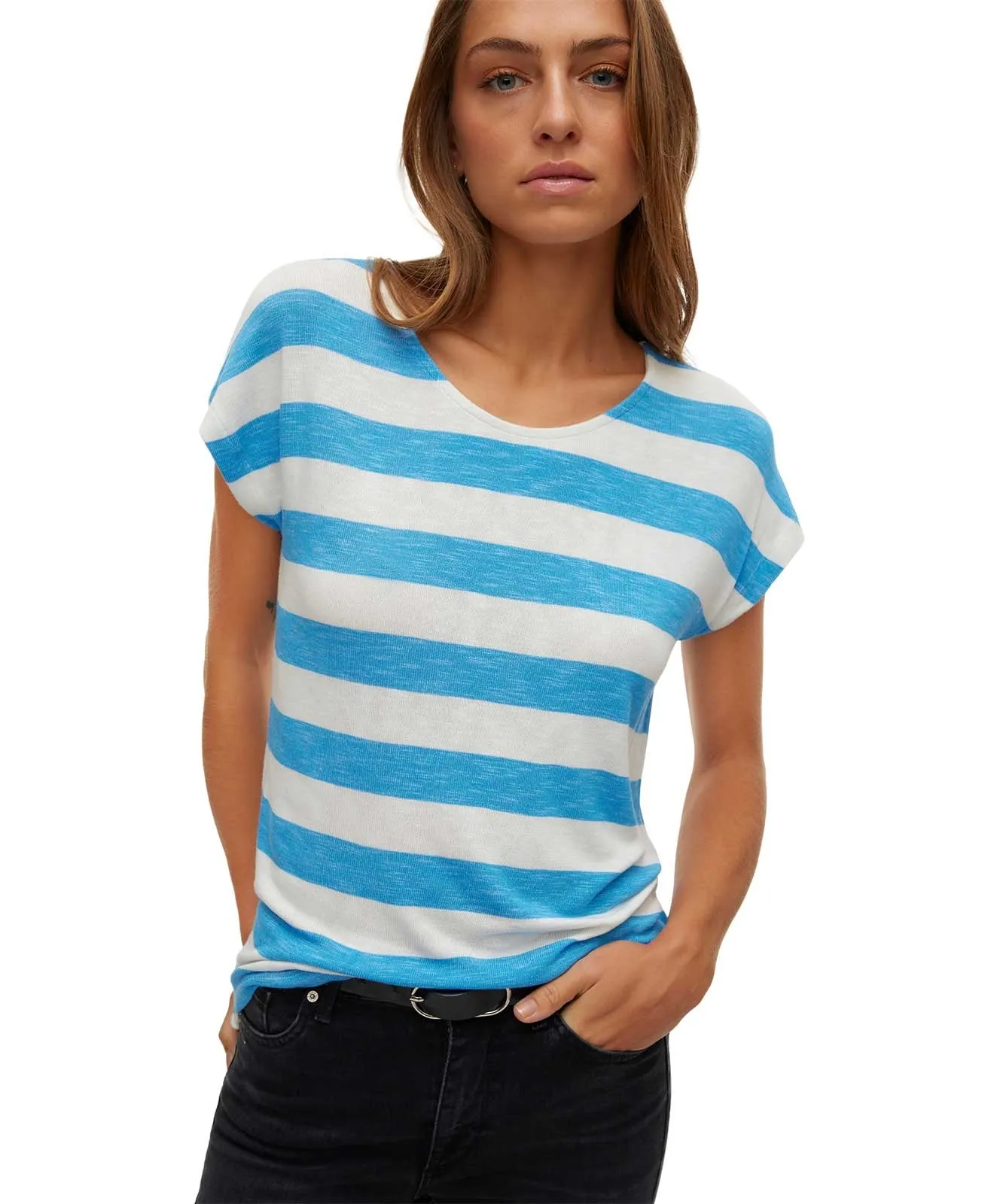 Damen Shirt Wide von Vero Moda in Azure Blue Snow White
