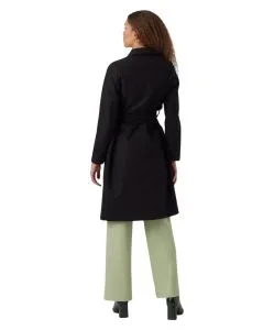 Vero Moda Mantel in Schwarz mit Gürtelverschluss 
