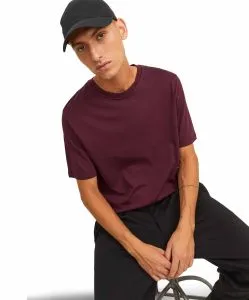 Jack & Jones T-Shirt in Royalrot mit klassischem Rundhals