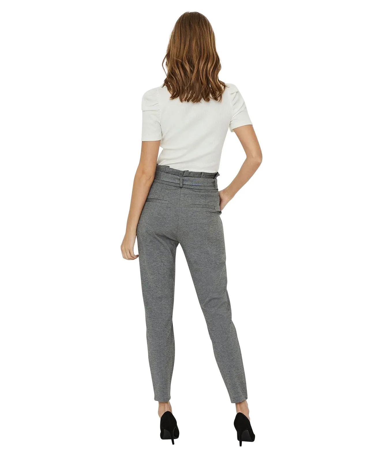 Damen Hose Eva Paperbag von Vero Moda in Medium Grey Melange